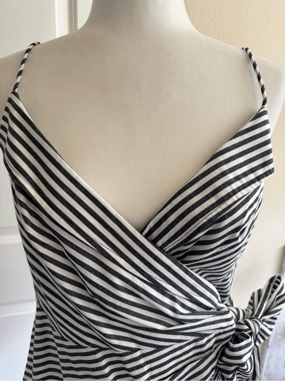 Anthropologie Maeve Black & White Striped Wrap Cami Top with Side Tie